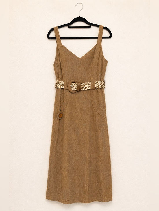 David Meister Dresses & Skirts - David Meister Brown Tweed Belted Sheath Dress - Made in USA